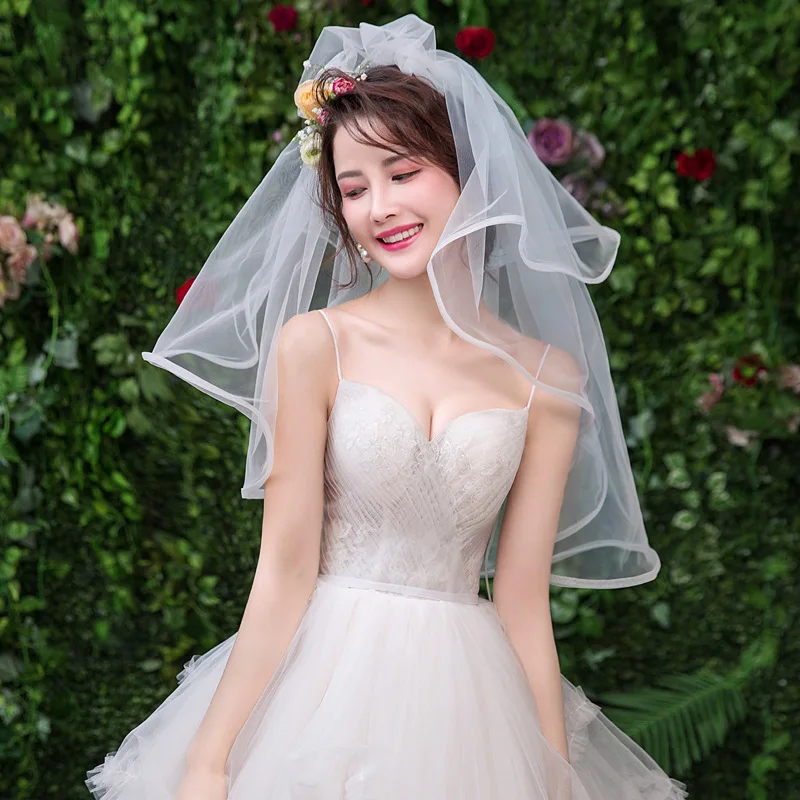 

Fashion One-layer Tulle Bridal Veil Charming 1.5 Meters Wedding Elbow Length Veil Wedding Accessories