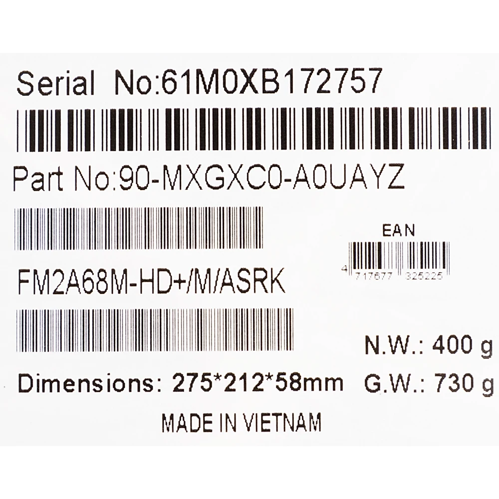 Материнская плата Asrock FM2A68M-HD+ Soc-FM2+ AMD A68H 2xDDR3 mATX AC`97 6ch(5.1) GbLAN RAID+VGA+DVI