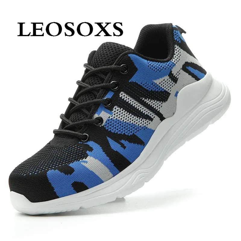 LEOSOXS Breathable Security Work Puncture Proof Safety Shoes Casual Boots Comfortable Industrial Shoes Men's Steel Toe Work