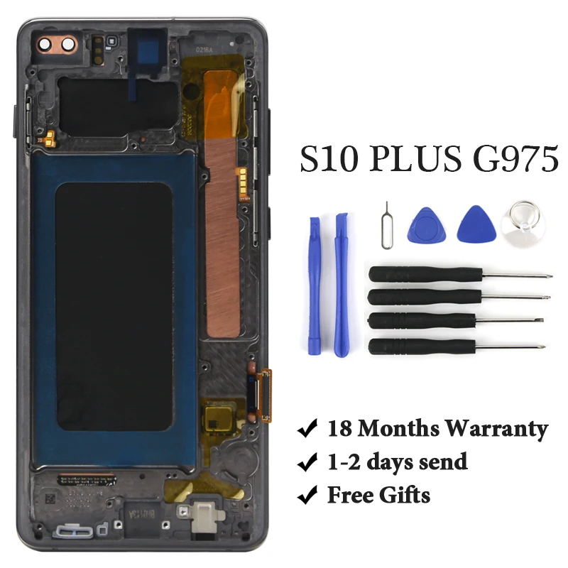1 шт. супер AMOLED для samsung Galaxy S10 Plus G975 ЖК-дисплей кодирующий преобразователь сенсорного экрана в сборе для S10 Plus Замена ЖК-дисплея