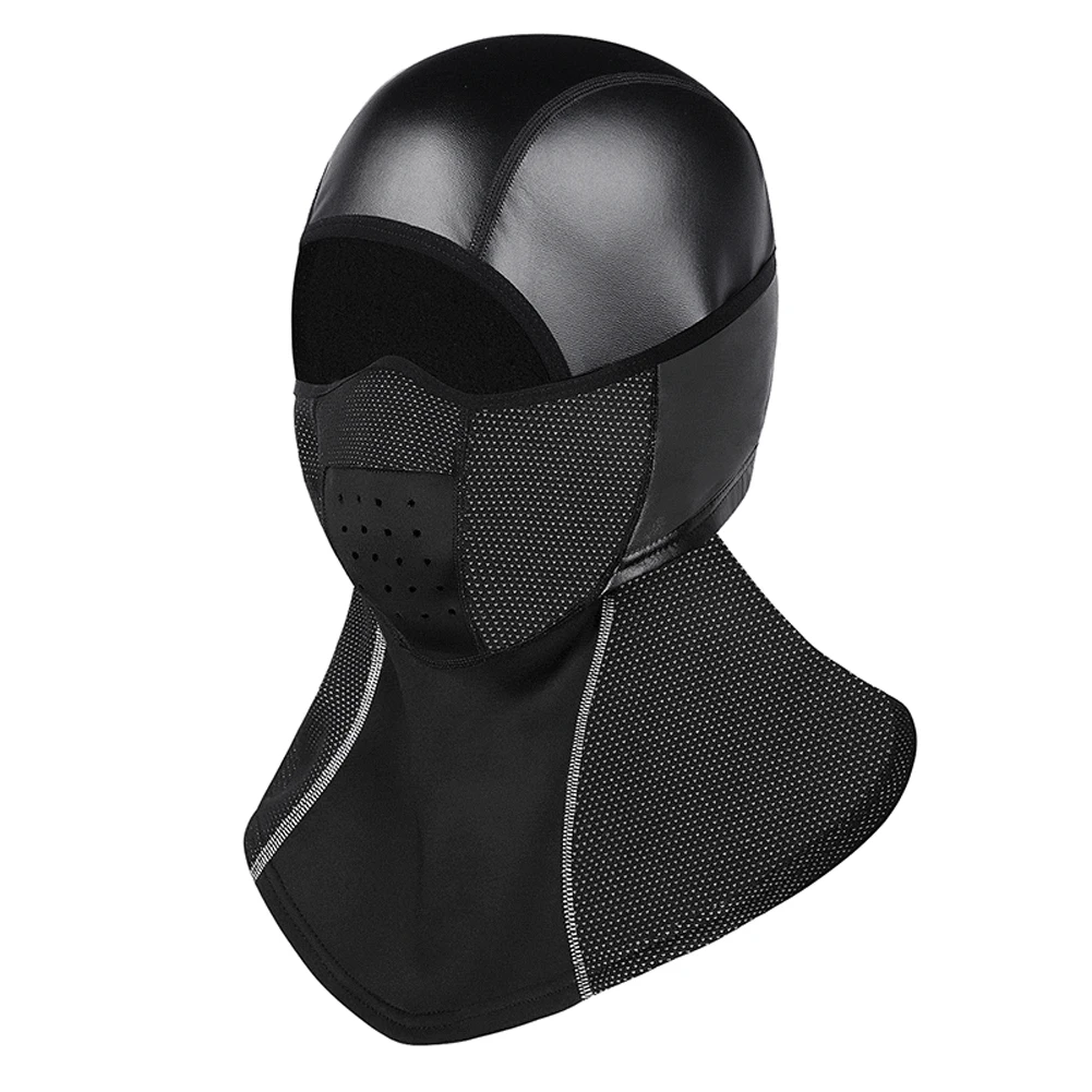 Черный Зимний кожаный капюшон маска для верховой езды защита от ветра и холода лица Теплый Спорт на открытом воздухе оборудование - Цвет: Черный
