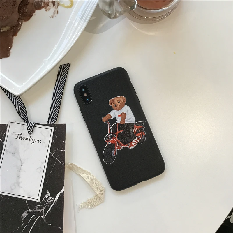 4 Роскошный милый чехол с текстурой кожи медведя для отдыха для iPhone 11 pro X XR XS MAX 6 S 8 7 Plus, мягкий силиконовый чехол из ТПУ для улицы США - Цвет: 4