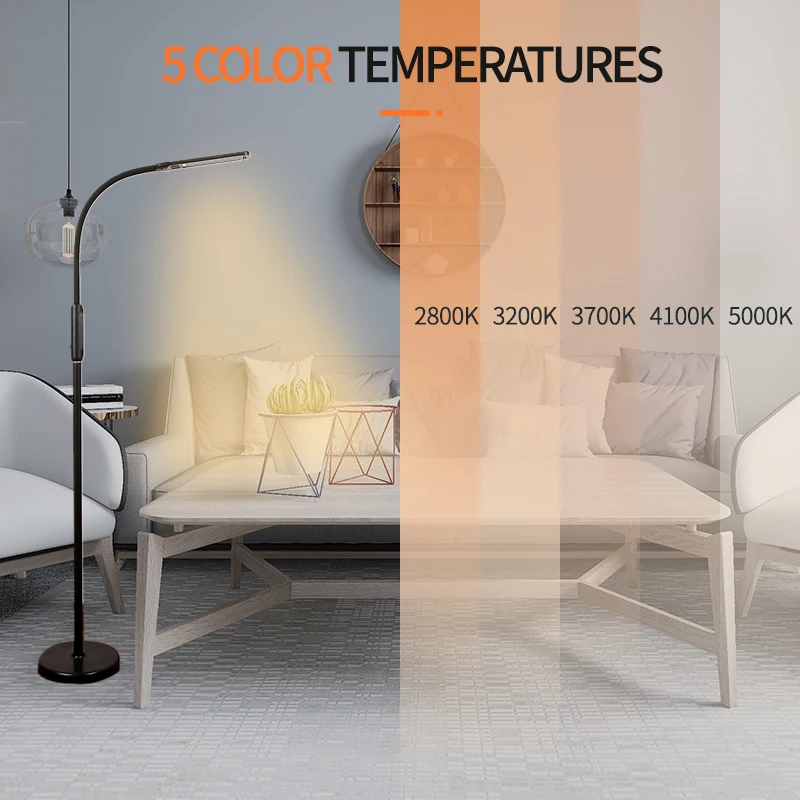 LED 3 In 1 Clip-on Lamp Floor Lamp Desk Lamp With Remote Control Dimming Gooseneck Pole Folding Lamp For Bed Living Room Office 4