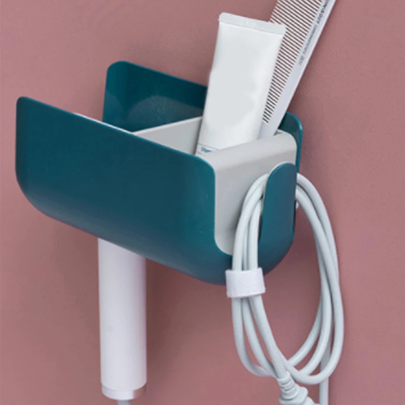 Bathroom Household Storage Racks Hair Dryer Hanger Creative Punch-free Hair Dryer Hanger Wall-mounted Hair Dryer Hanger Racks