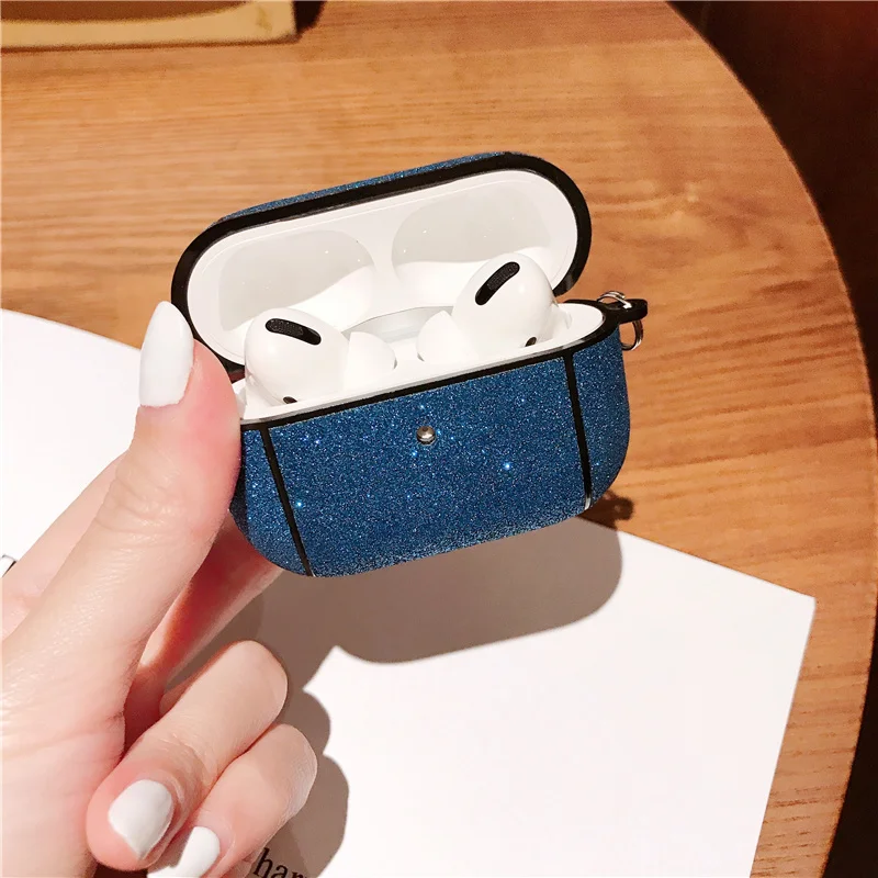 Блестящий блестящий кожаный чехол для apple Airpods Pro Чехол беспроводной Bluetooth для apple airpod Pro силиконовый чехол