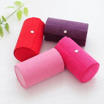 

New Multifunctional Fabric 3 layers Jewelry Display Box Cylinder Shape Organizer Flannel Round Portable Travel Storage Case Crea