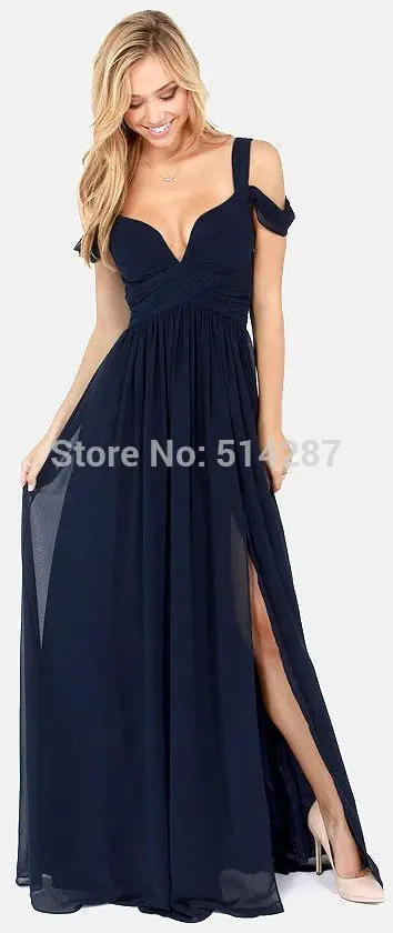 

Vestidos De Fiesta Sexy A-Line V-Neck Ruffles Chiffon Tank Backless Graduation Prom navy blue dress New Homecoming Dresses