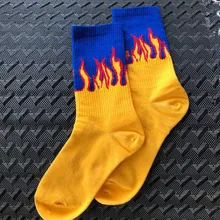 Новинка, хлопковые короткие носки для отдыха для мужчин и женщин, короткие носки в стиле хип-хоп, дышащие Чулки с эффектом пламени, впитывающие пот