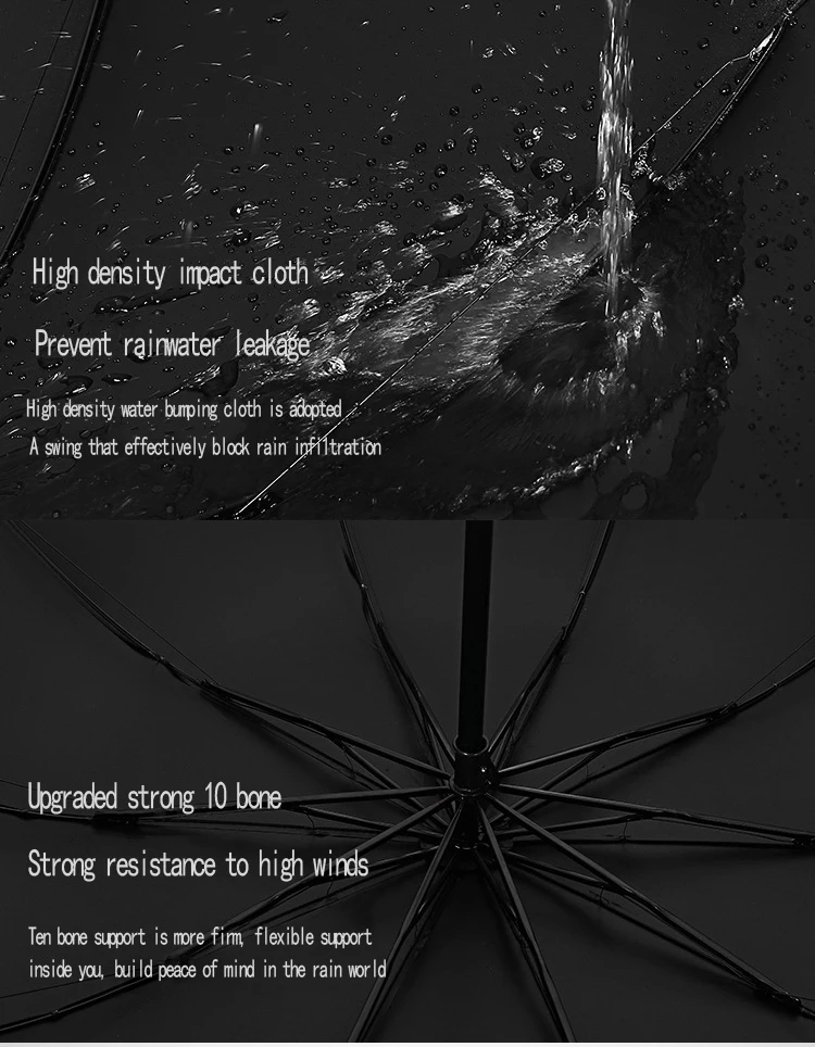 126cm Big Top Quality Umbrella Windproof anti-UV Protection Car Luxury Large Business Umbrellas Female Male Ten Bone Umbrellas