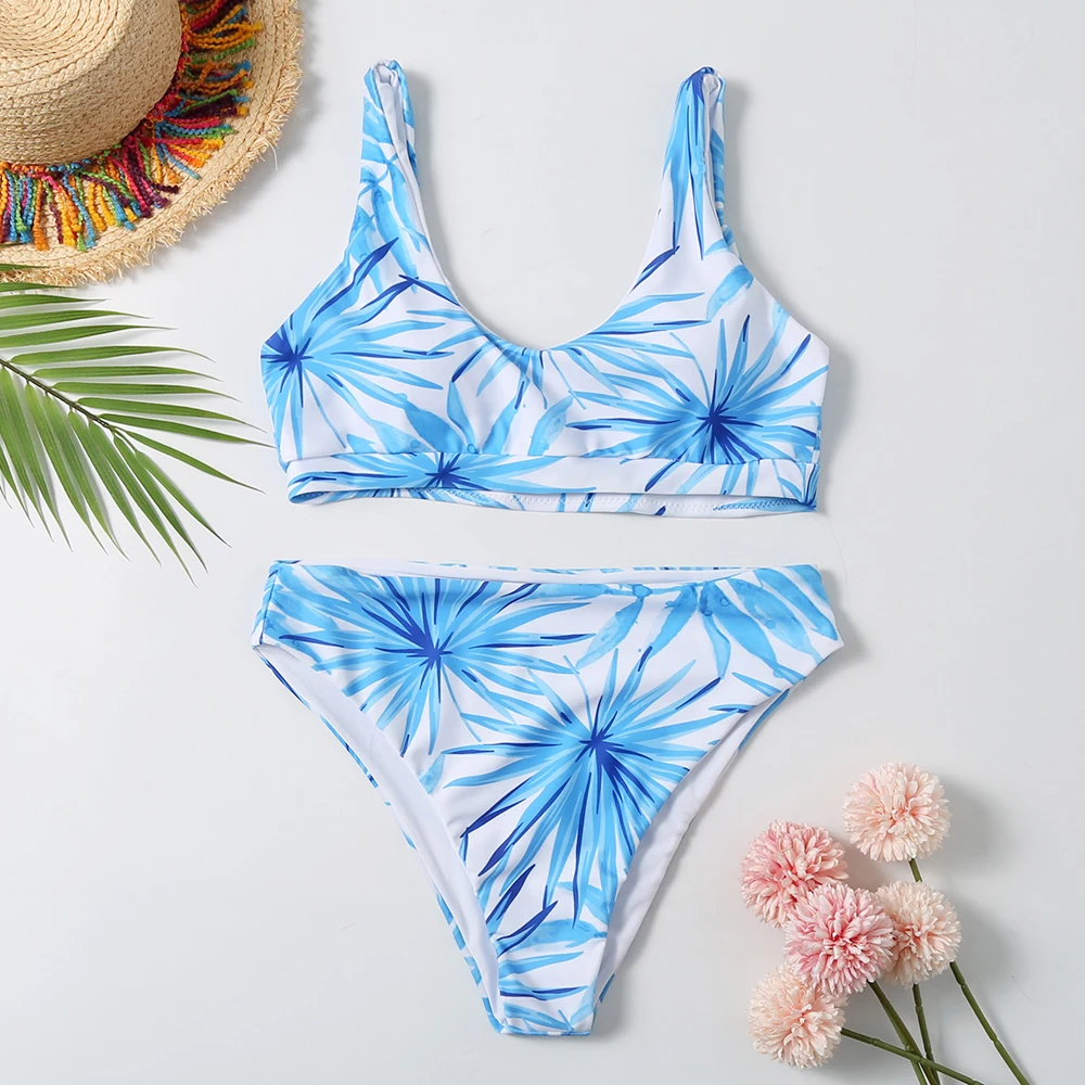 

VERTVIE Floral print Swimming Suit maillot de bain femme Sexy Biquinis Two Piece Swimsuits Swimwear Beach Suit New Bikini Set