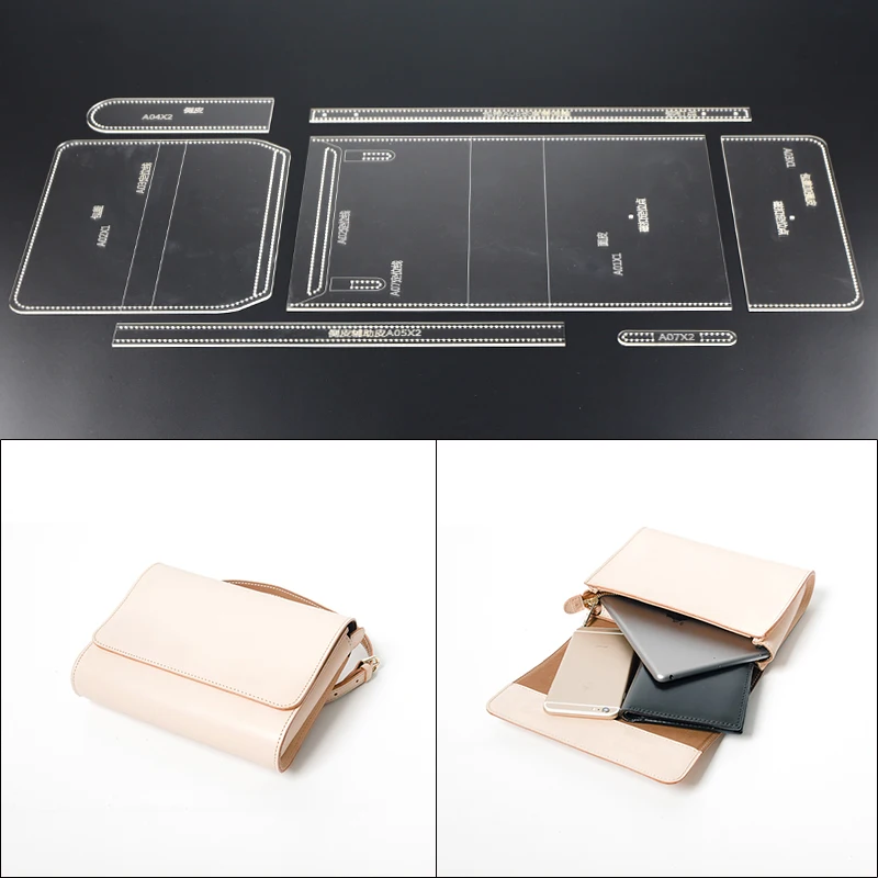 

1Set DIY Acrylic Template Pattern For Shoulder Bag /Crossbody bag Leather Craft Pattern DIY Stencil Sewing Pattern 25.5cm*15cm