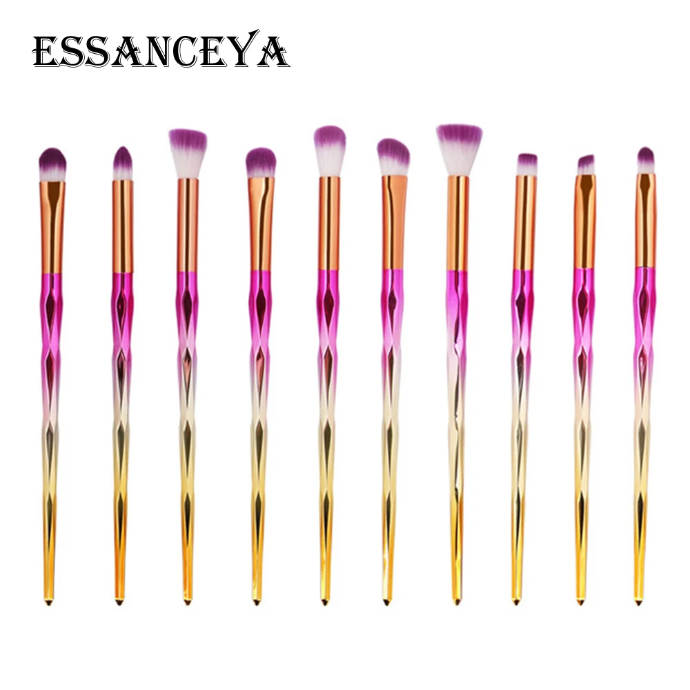 10 pcs ESSANCEYA 4/10 шт алмазные кисти для макияжа Набор пудры основа тени для век Смешивание косметики красота макияж наборы щеток - Handle Color: 10 pcs