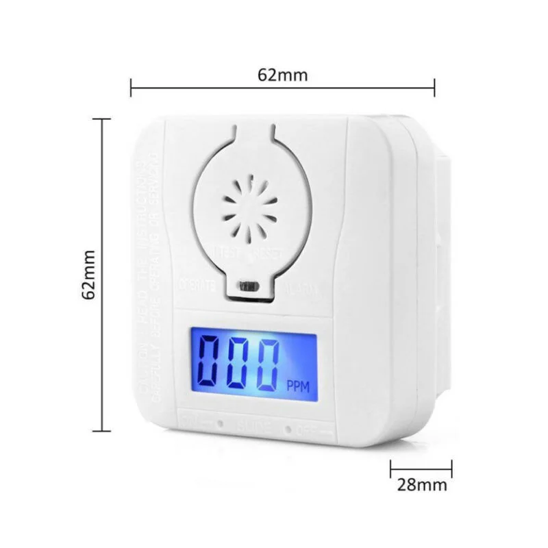 White CO Gas Warning Alarm Mini Monoxide&Smoke Detector W/ Memory Function