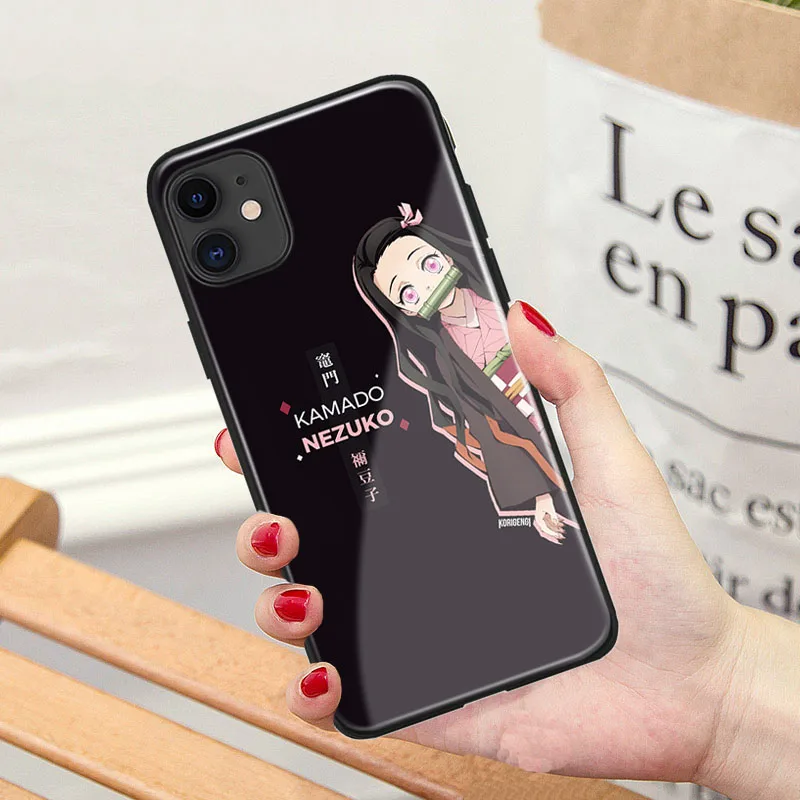 JAMULAR камадо Nezuko демон убийца стекло чехол для телефона iPhone 7 11 Pro XS MAX X XR 8 6 6s Plus в