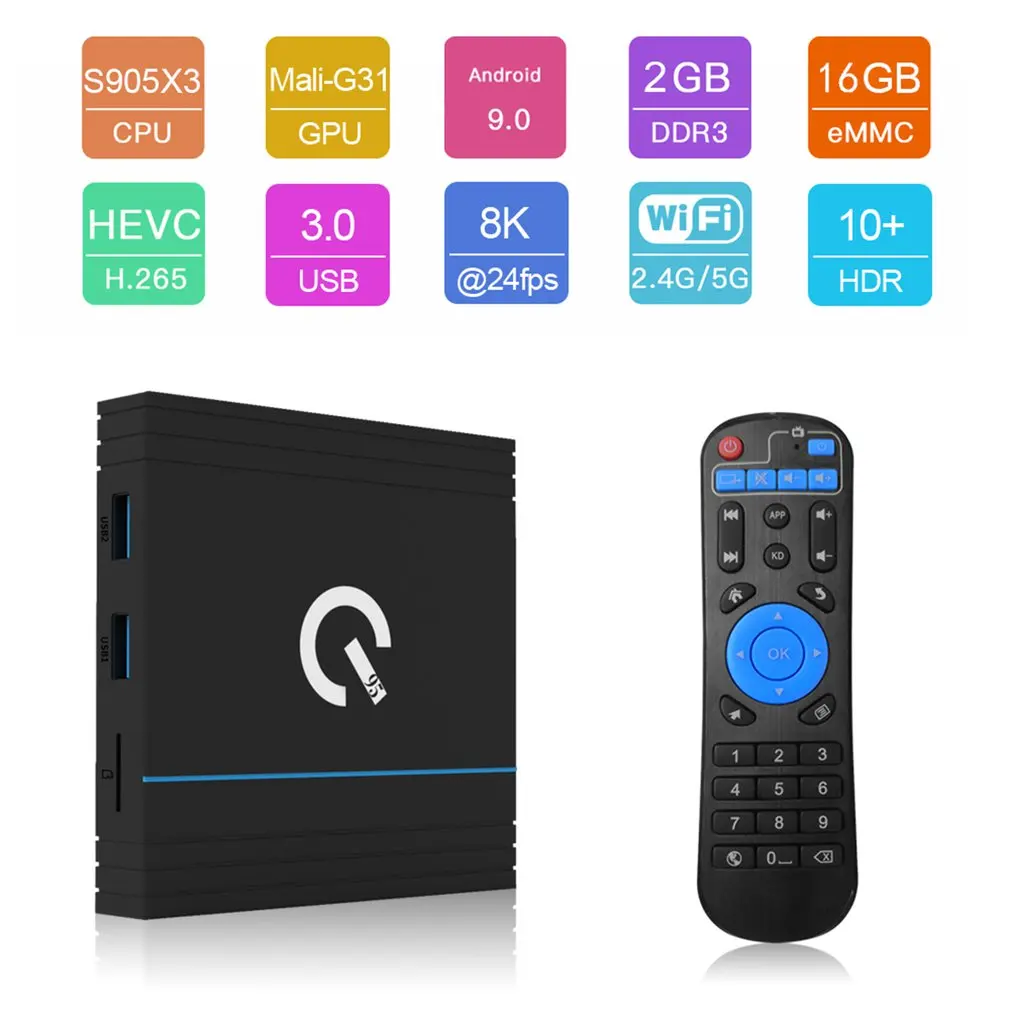 Q95 Mini Android 9.0 TV BOX Amlogic S905X3 4GB 32GB Smart TV Box Wifi 4K HD Netflix Set Top Box