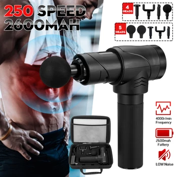 

Muscle Massager LED Display 250 Speed Massage Guns 5 Heads 2600mAh Battery Percussion Vibration Muscle Relax Body Slimming