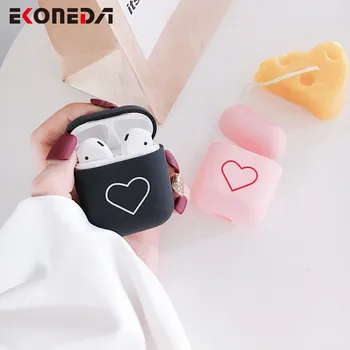 

EKONEDA Cartoon Cute Earphone Case For AirPods 2 Plastic Charging Box Case for Airpod Love Hearts Protective Cover