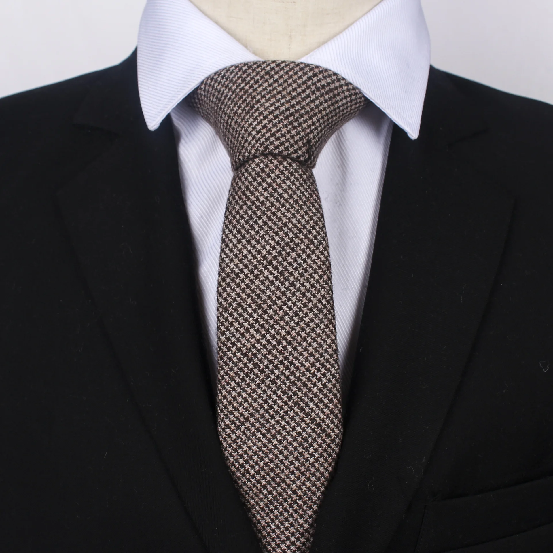 Houndstooth WT002-B Аксессуары для одежды галстуки мужские шерсть 6,0 см широкие клетчатые Хаундстут модные галстуки для взрослых пряжа-краситель Геометрическая Шея галстук для мальчиков и девочек - Цвет: Houndstooth WT002-B