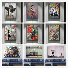Pintura abstracta de Arte de Graffiti Banksy, lienzo de "El amor es la respuesta", carteles e impresiones, imágenes artísticas de pared para decoración de sala de estar