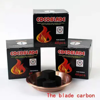 

48 PCS/Box Coconut Charcoal Shell for Shisha Hookah,heat metal bowlFully Burning Coal Fan-shaped 100% Natural