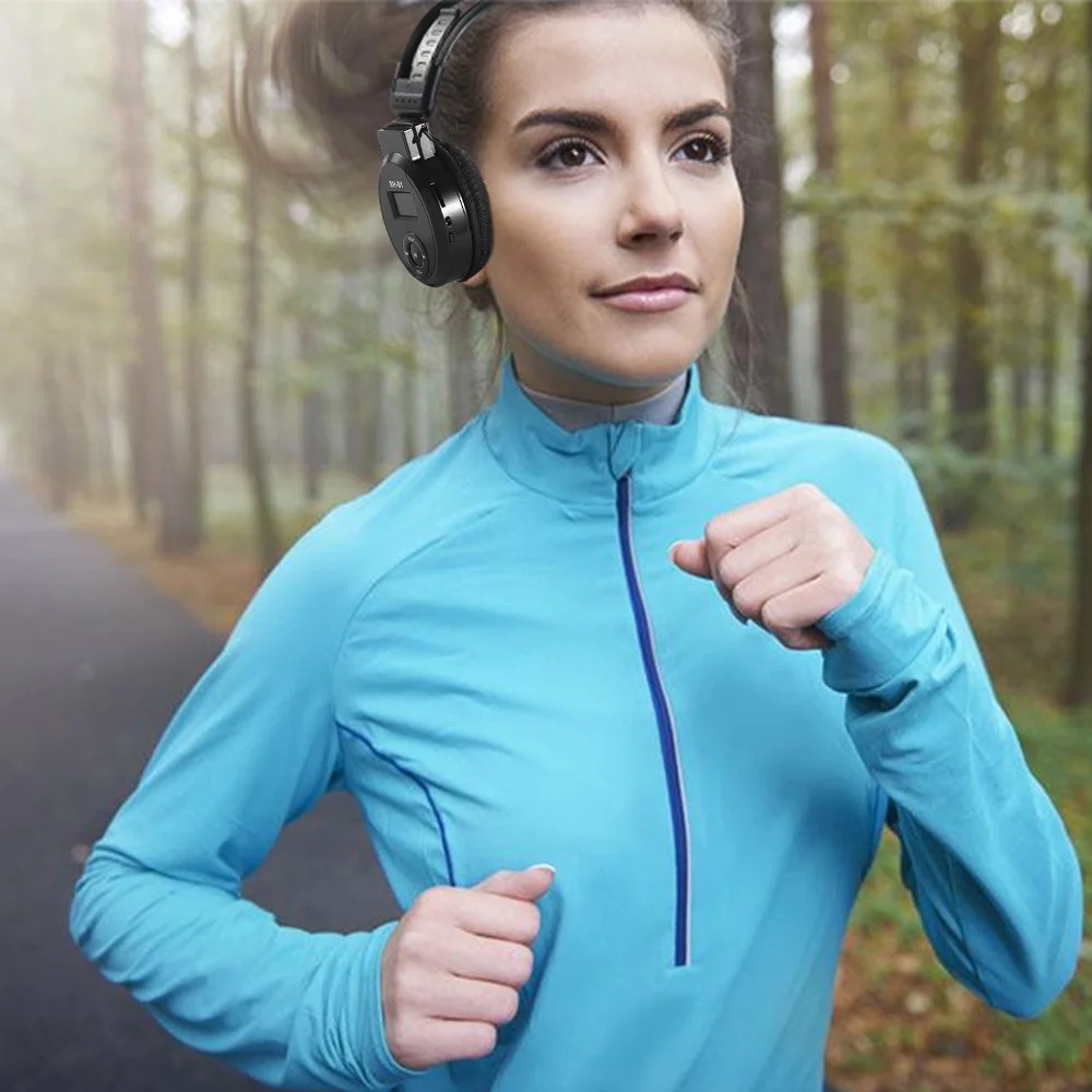 Universal Foldable Sports Wireless Headset LED FM Radio Headphone with LCD Screen Support TF Card for Computer Phone