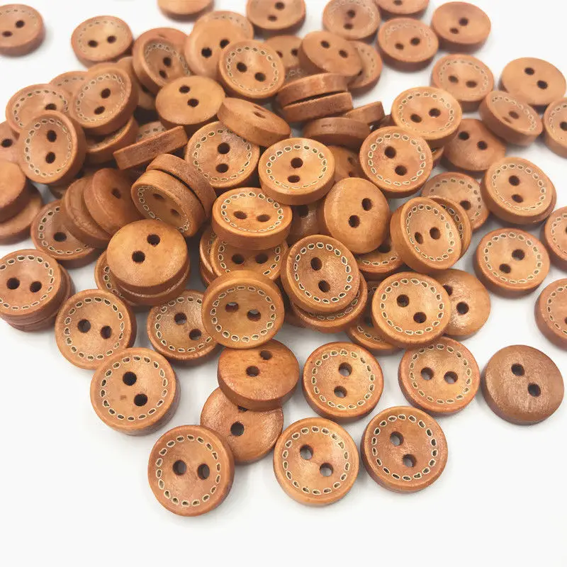 DIY 200 шт деревянные круглые пуговицы коричневая точечная линия шитье скрапбукинг 12 мм