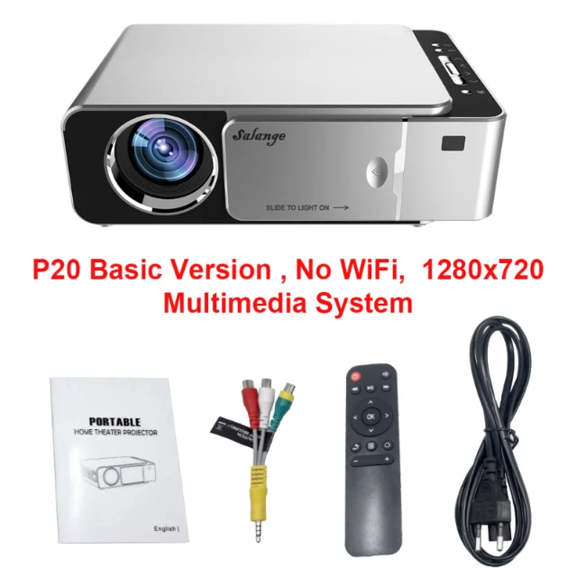 P20 Basic Silver Salange P20 видео проектор для образования домашнего кинотеатра мини проектор 720P 2600 люмен Android 7,1 HDMI USB AV VGA led проектор - Цвет: P20 Basic Silver