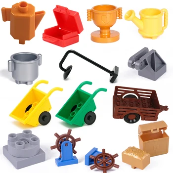 

Duplo City Building Blocks Drawer Toilet Street Light Barrow Rudder Drawer Turntable Big Size Toys For Children Duploed City DIY