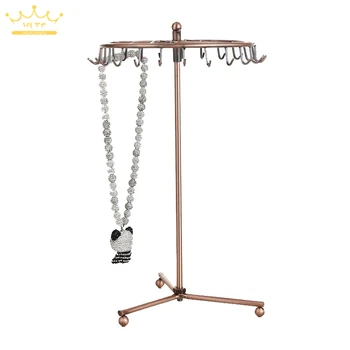 

23 Hooks Spin Metal Bronze Color Necklace Bracelet Display Stand Bangle Chain Storage Holder Jewelry Display Rack