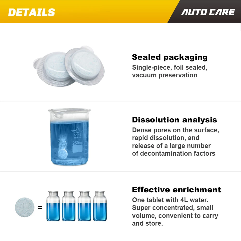 6 шт сплошной очиститель для автомобильного стекла авто лобовое стекло WashEffervescent мелких твердых сверхконцентрированное стеклоочистителя чистая