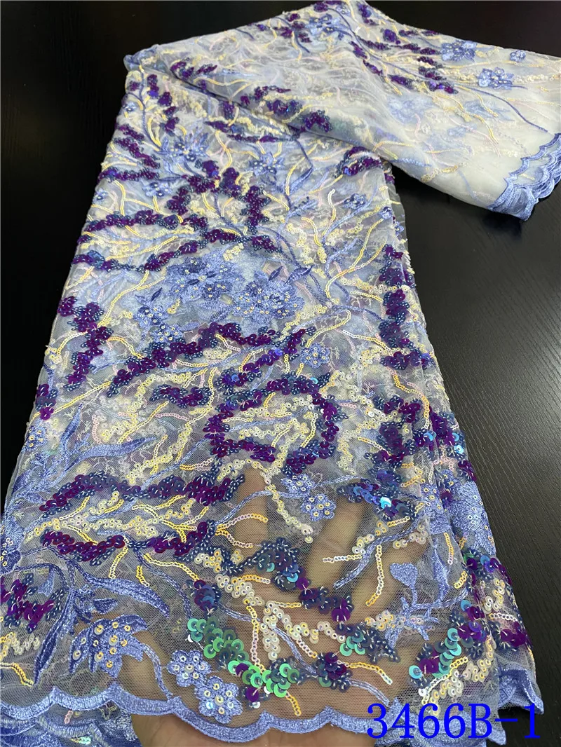 

NIAI African Lace Fabric 2020 High Quality Embroidered French Net Lace Nigerian Tulle Fabric 5 yards/piece For Dress XY3466B-1