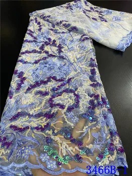 

NIAI African Lace Fabric 2020 High Quality Embroidered French Net Lace Nigerian Tulle Fabric 5 yards/piece For Dress XY3466B-1