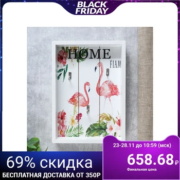 

Hooks decorative tree "Flamingo and flowers" 25x18x4 cm 4764213
