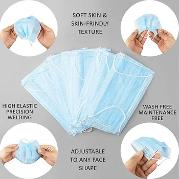 

50Pcs Outdoor Professinoal One-off Face Mouth Cover Ptotective Shield Breathable Anti-haze 3-layers Meltblown Fabric Perfection