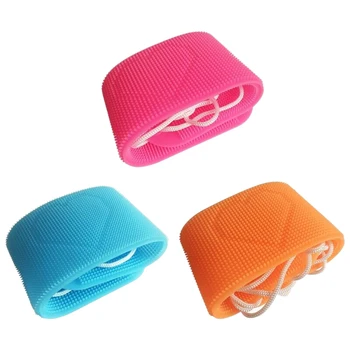

3 Pcs Silicone Dual Side Back Scrubber Belt Body Bath Brush,Deep Clean & Invigorate Your Skin
