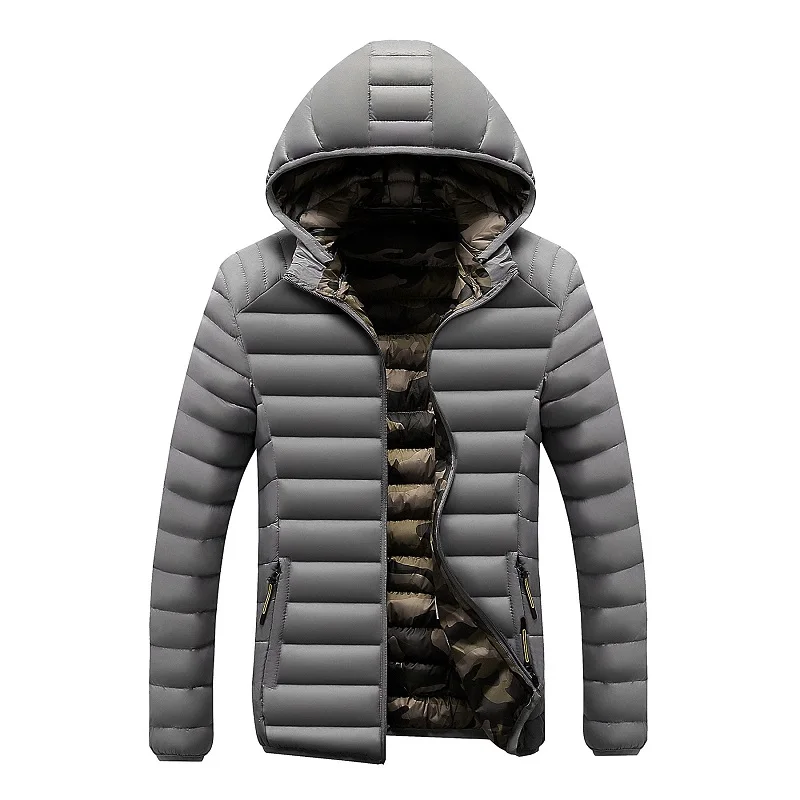 gray hoodies jacket Мужская зимняя куртка, мужские куртки и пальто, толстовка с капюшоном, приталенная хлопковая толстовка, камуфляжная повседневная одежда, Прямая поставка - Цвет: gray hoodies jacket