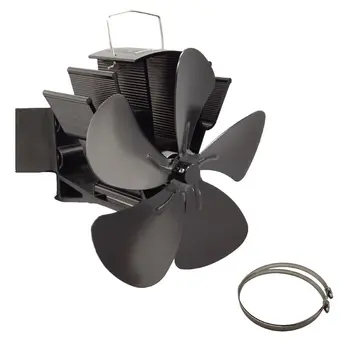 

5 Blades Heat Powered Stove Fan Wall Mounted Magnetic Thermometer for Large Room