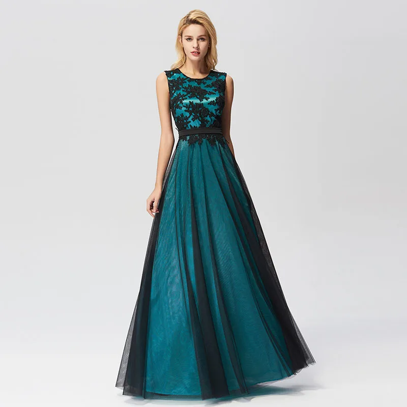 Vestido de Festa Longo, настоящая фотография, кружевные аппликации, Длинные вечерние платья,, дешевые вечерние платья, Robe De Soiree Longue - Цвет: Dark Green