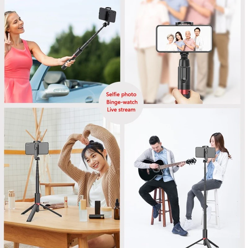 Selfie Stick 51&rdquo; Extendable Reinforced Aluminum Tripod for iPhone HUAWEI XiaoMi Samsung With Bluetooth Travel Phone Selfie Stand