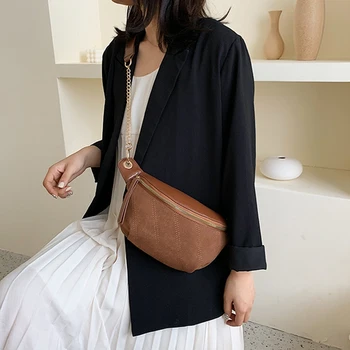 

Belt Women Waist Bag Shoulder Chest Messenger Bag Chain Retro Casual Wild Waist Bag
