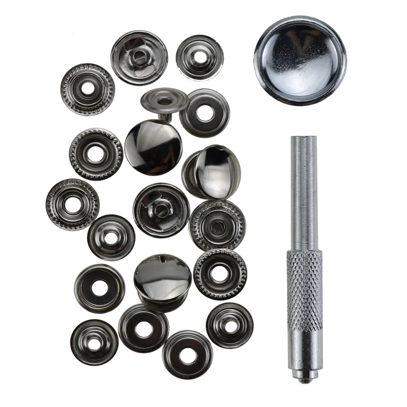

6 sets of 15mm snaps + manual installation tools DIY accessories in the box Metal buttons Decorative buttons Rivets
