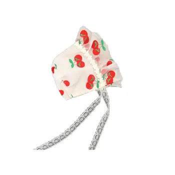 

Baby Girls Spring and Summer Thin Hat Cherry Print Pattern Lace Princess Hats Visor Newborn Mesh Cotton Cap