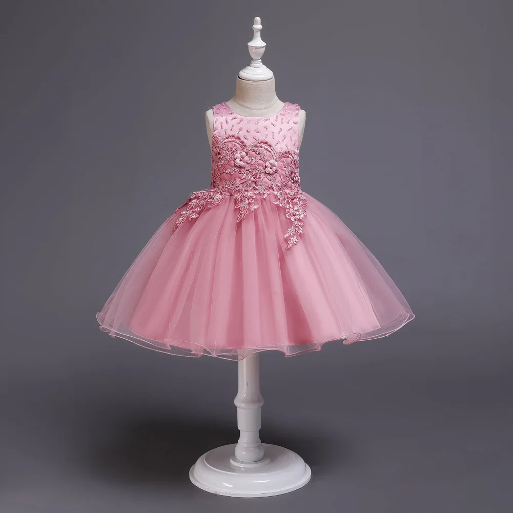 AliExpress GIRL'S Gown Beaded Bracelet Mesh Skirt Princess Dress Immortal Wedding Flower CHILDREN'S Dress Girl Dress