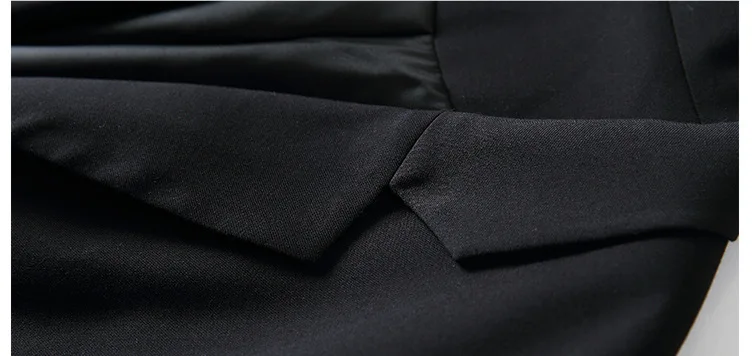 Осень 2019 классический двубортный черный Женский блейзер Офисная Женская повседневная одежда сплошные блейзеры Длинные куртки-блейзеры