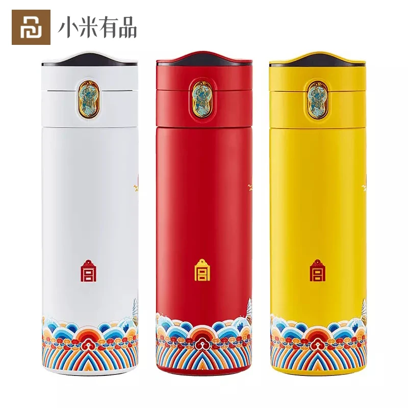 

Youpin 380ML Smart Thermos Water Bottle Led Digital Temperature Display Stainless Steel Enamel Cup Traditional Pattern Office