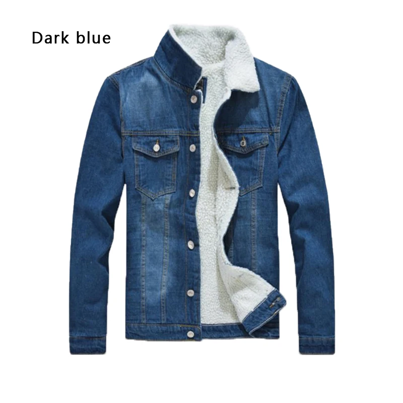 New Fashion Men's Thick Fashion Casual Jeans Jacket Blue Warm Winter Baseball Coat Slim Regular Outwear Overcoat Tops For Men