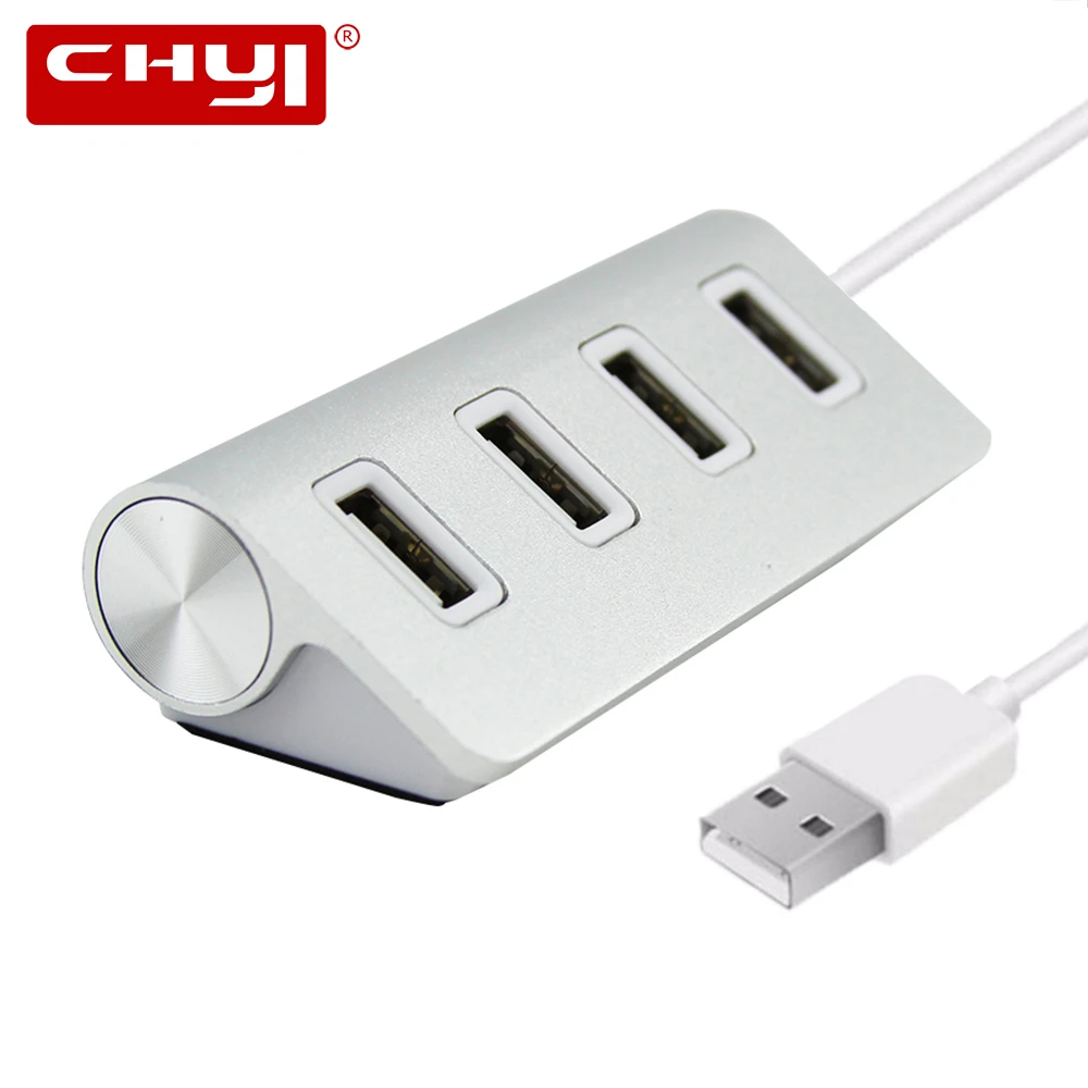 Алюминиевый сплав USB 2,0 концентратор 4 порта Высокоскоростной 480MBP USB hub-разветвитель адаптер для компьютера аксессуары для ноутбуков