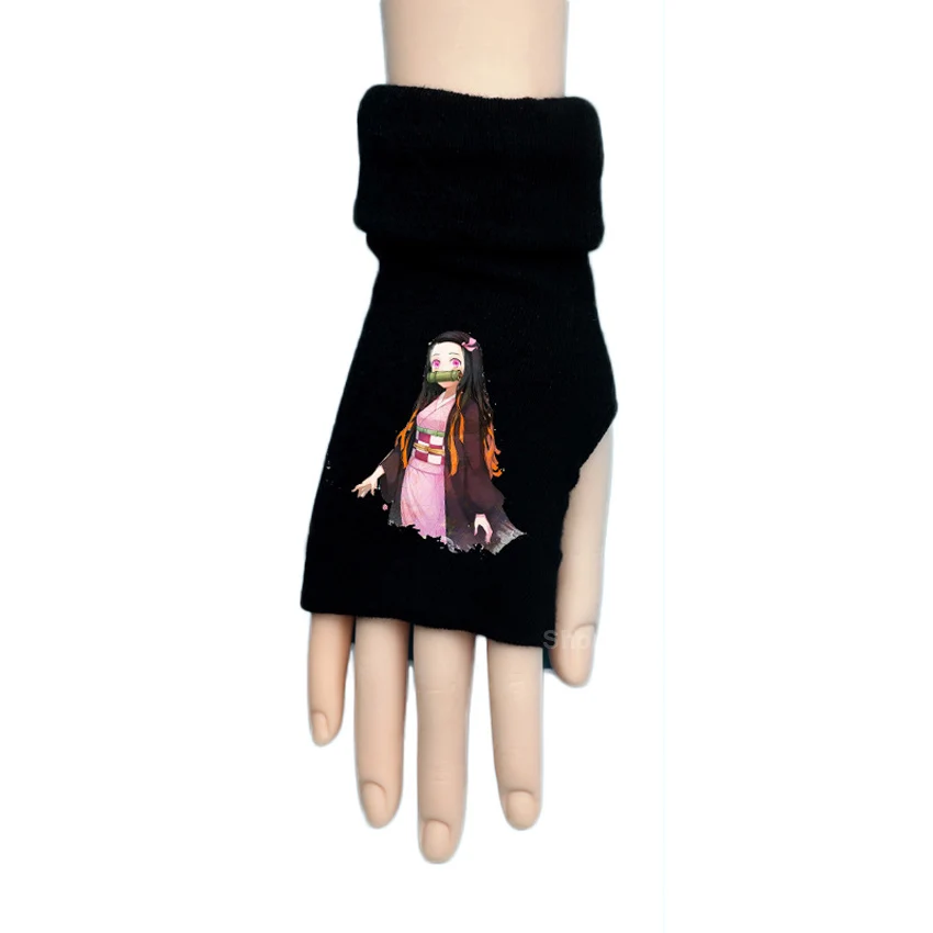 Аниме Demon Slayer, аксессуары для косплея для мужчин и женщин, Хлопковые вязаные наручные перчатки, рукавица, перчатки без пальцев, рождественский подарок - Цвет: Color3 one glove