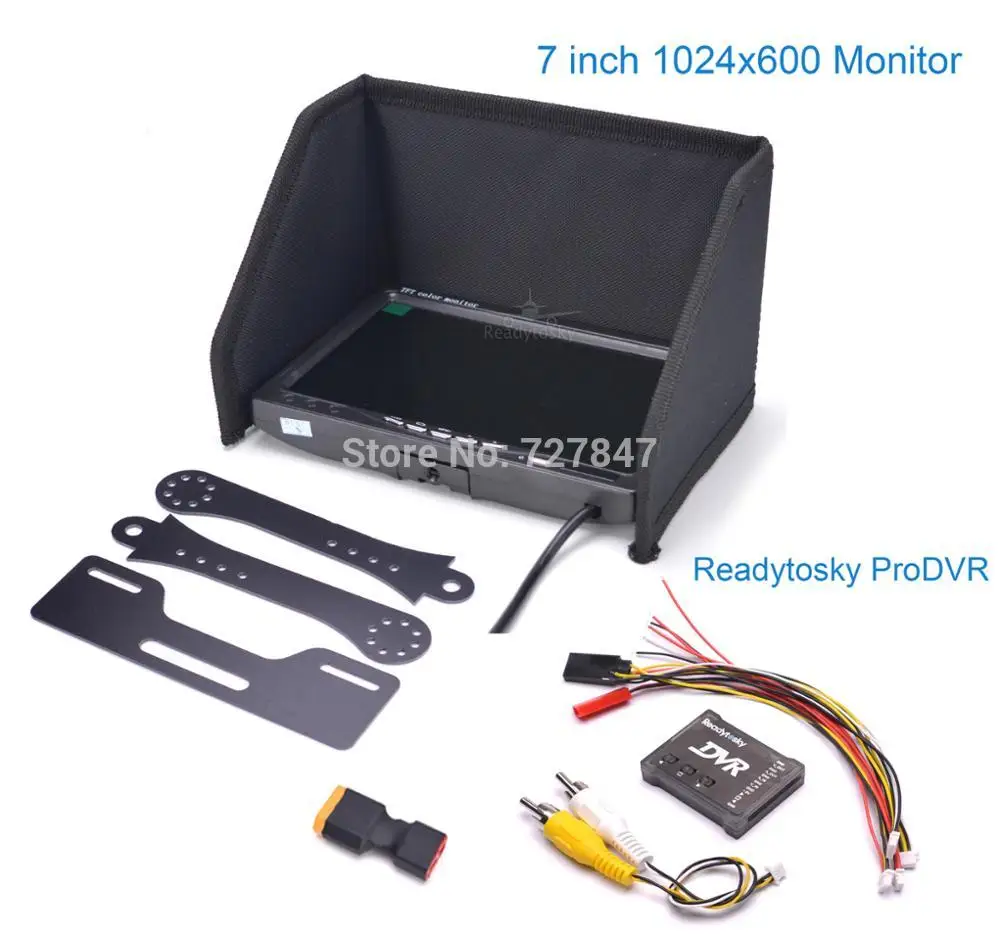 

IPS NO blue 7" LCD Color 1024 x 600 Monitor + ProDVR Pro DVR Mini Video Audio Recorder for FPV Kit Combo System