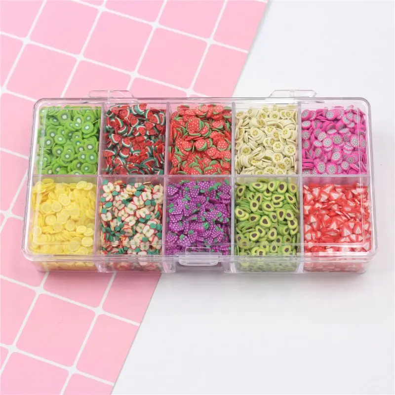 

10 Colors Fruit Slices Filler For Nail Art Slime Fruit Addition For Lizun Diy Charm Slime Accessories Supplies Decoration Toy